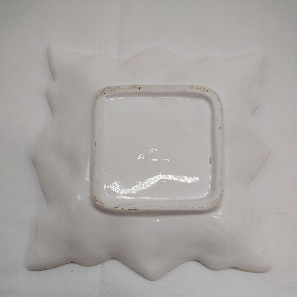 WCL Maple Leaf Dish Square Trinket Decorative Orange Green Autumn Seasonal - Picture 2 of 4
